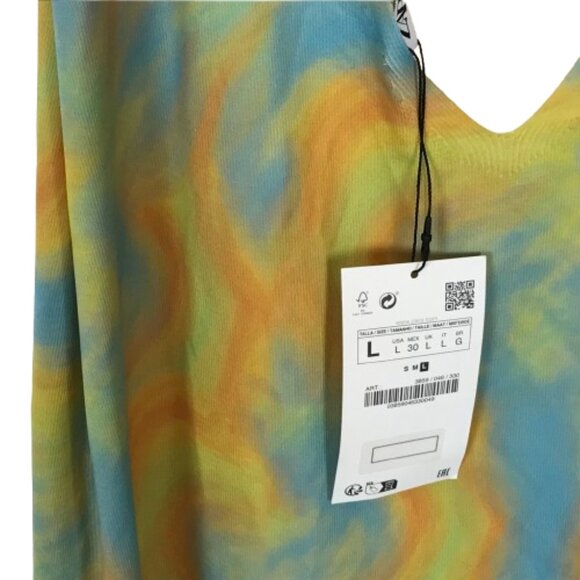 NWT Womens Size Large ZARA Multicolor V-Back Watercolor Print Midi Dress NEW - Picture 4 of 9